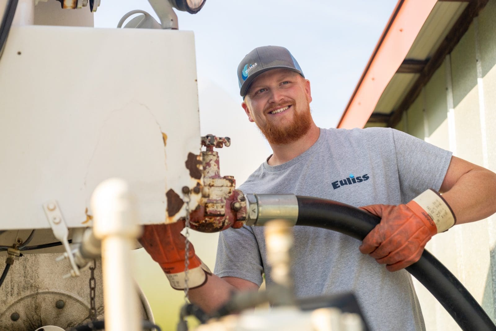 Euliss technician with propane hose
